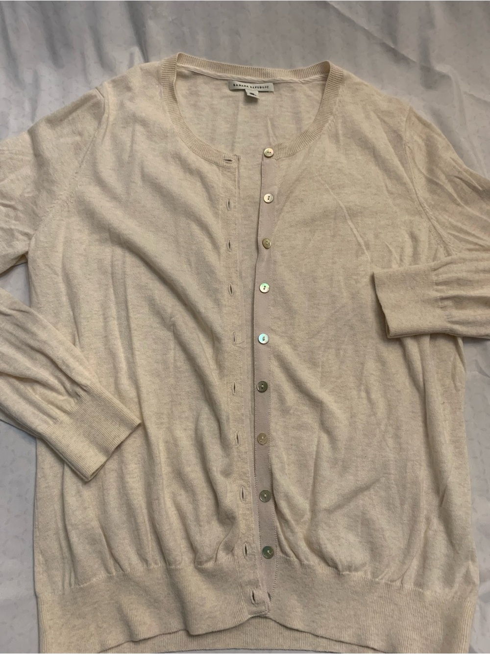 Banana Republic Beige Crewneck Button Cardigan